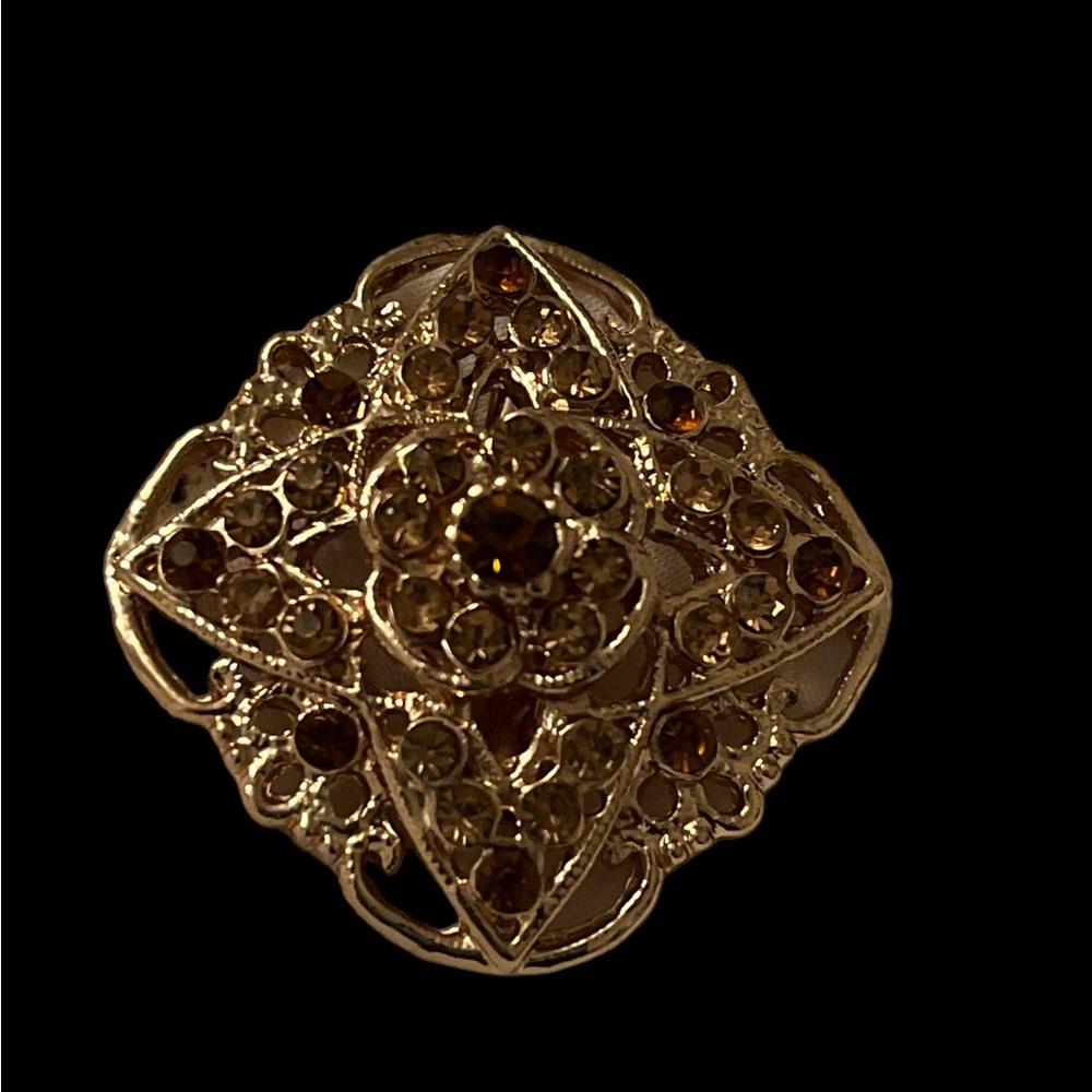2pcs Vintage Deep Yellow Topaz Brooch Pins